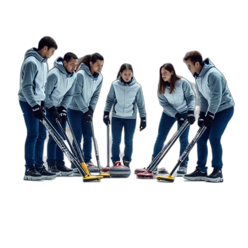 staff, curling, team, preparing transparent PNG cut-out