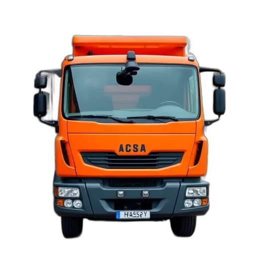 bright, orange, construction, truck transparent PNG cut-out