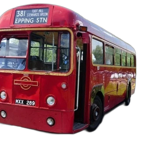 red, vintage, bus, route transparent PNG cut-out