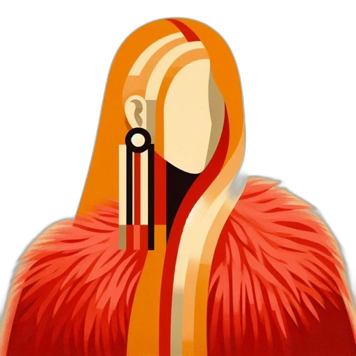 hair, jewelry, jacket, mask transparent PNG cut-out