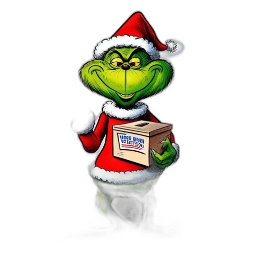 3d render, concept art, grinch, donning transparent PNG cut-out