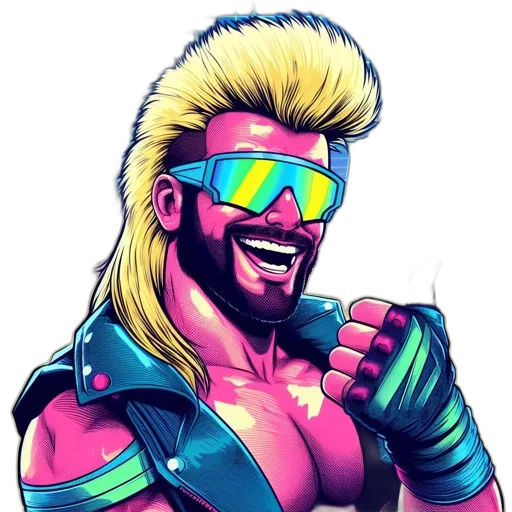 vaporwave, cartoon, cyberpunk, pixel art transparent PNG cut-out