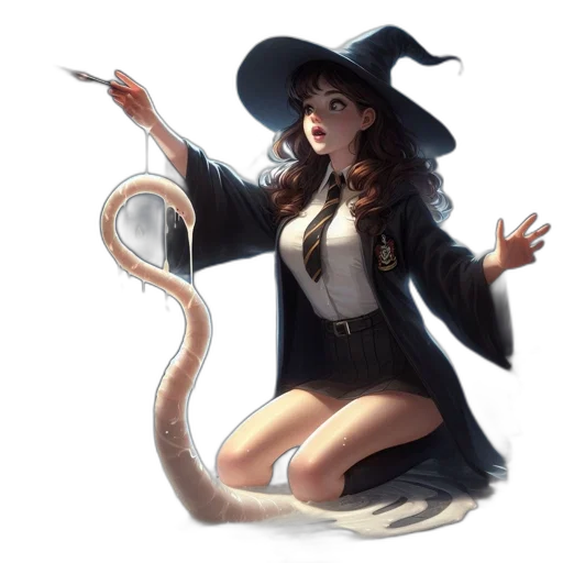 staff, hat, creature, dress transparent PNG cut-out