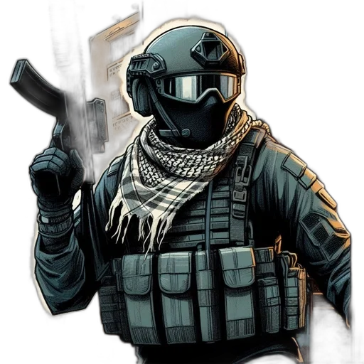 weapon, mask, jacket, face transparent PNG cut-out