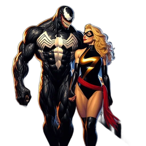 comic book art, concept art, venom, marvel transparent PNG cut-out
