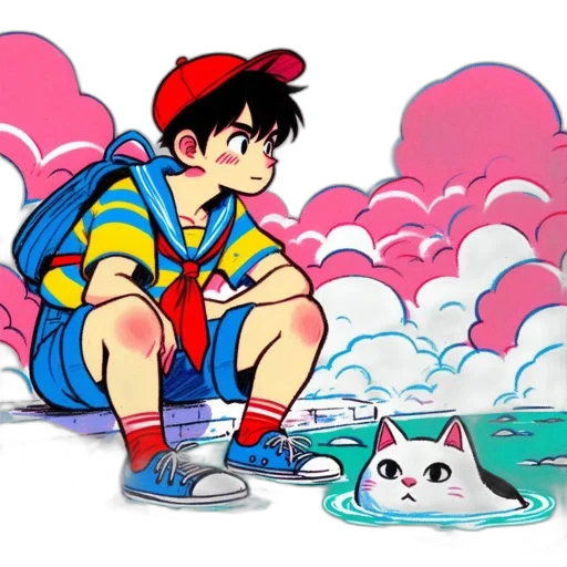 creature, vaporwave, concept art, anime transparent PNG cut-out
