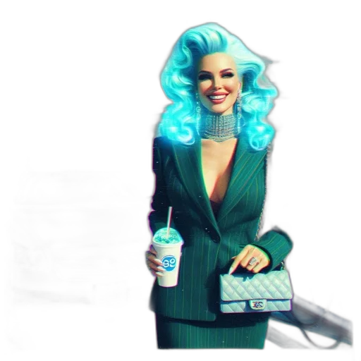 dress, hair, vaporwave, 3d render transparent PNG cut-out