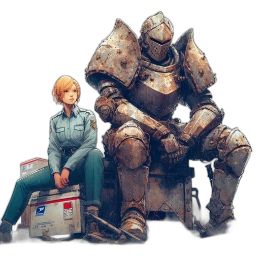 robot, jacket, concept art, comic book art transparent PNG cut-out