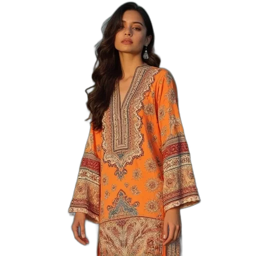 dress, earth tones, motifz, lawn transparent PNG cut-out