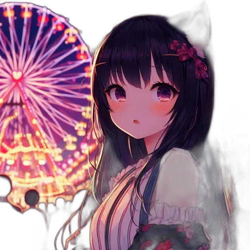 umbrella, dress, flower, staff transparent PNG cut-out