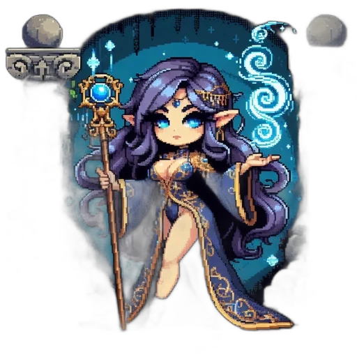 staff, jewelry, fantasy art, pixel art transparent PNG cut-out
