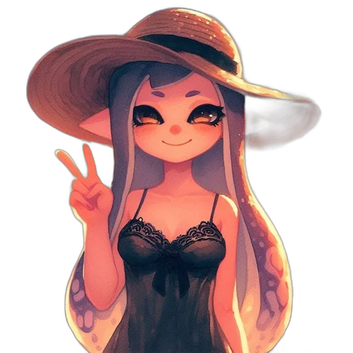 dress, hat, staff, watercolor transparent PNG cut-out