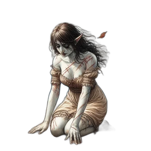 creature, dress, staff, face transparent PNG cut-out