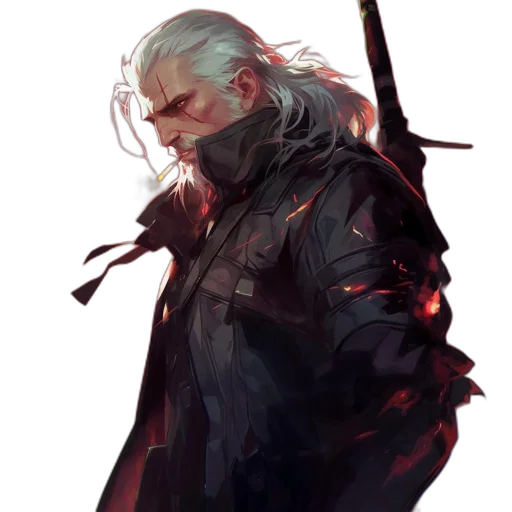 sword, jacket, weapon, face transparent PNG cut-out