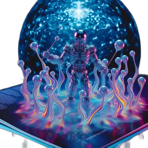 robot, concept art, cyberpunk, vaporwave transparent PNG cut-out