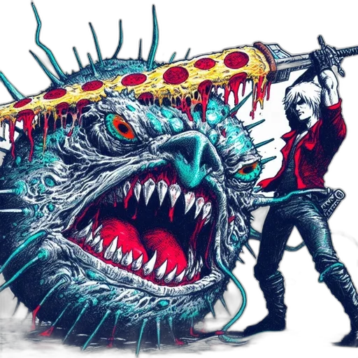 comic book art, concept art, fantasy art, monstrous transparent PNG cut-out
