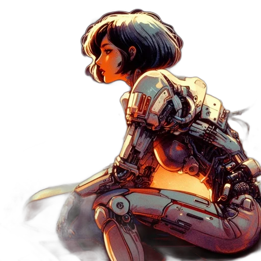 robot, weapon, sword, cyberpunk transparent PNG cut-out