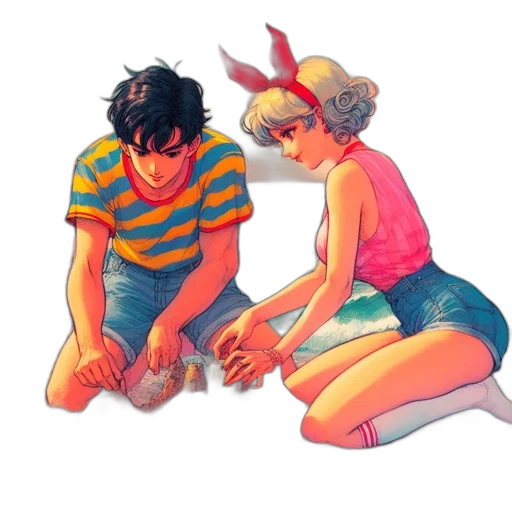 watercolor, concept art, comic book art, anime transparent PNG cut-out