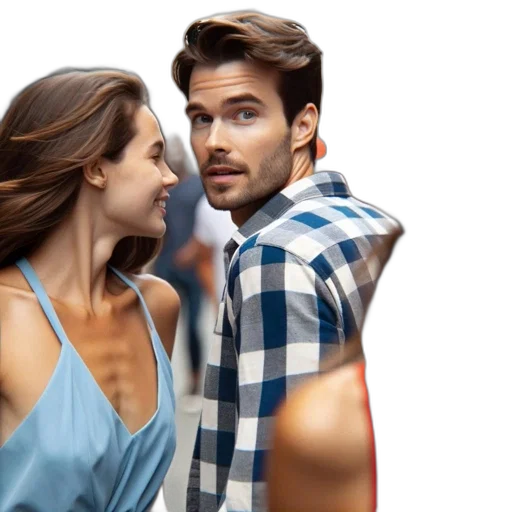 dress, photorealistic, concept art, city street transparent PNG cut-out
