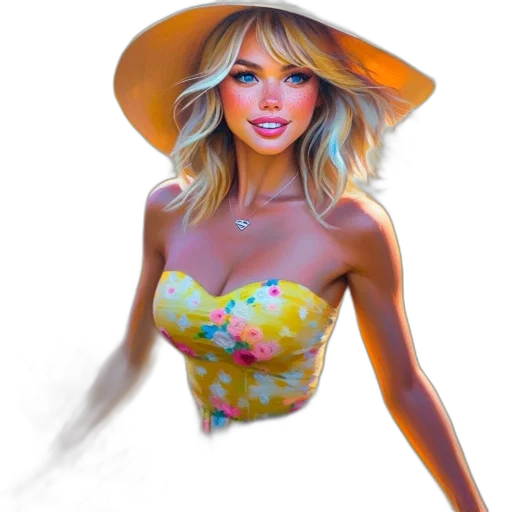dress, hat, photorealistic, oil painting transparent PNG cut-out