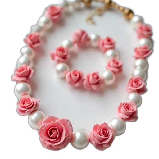 jewelry, pink, roses, white transparent PNG cut-out