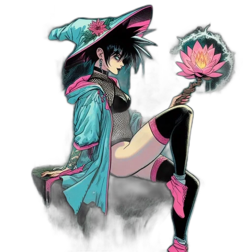 flower, staff, hat, dragon transparent PNG cut-out