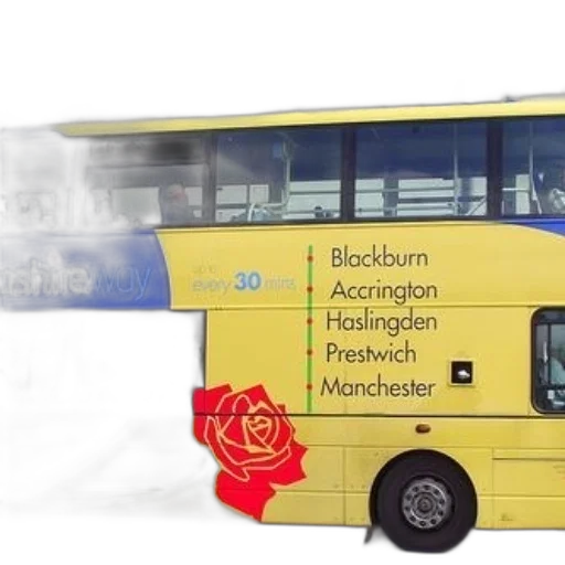 double-decker, bus, yellow, blue transparent PNG cut-out