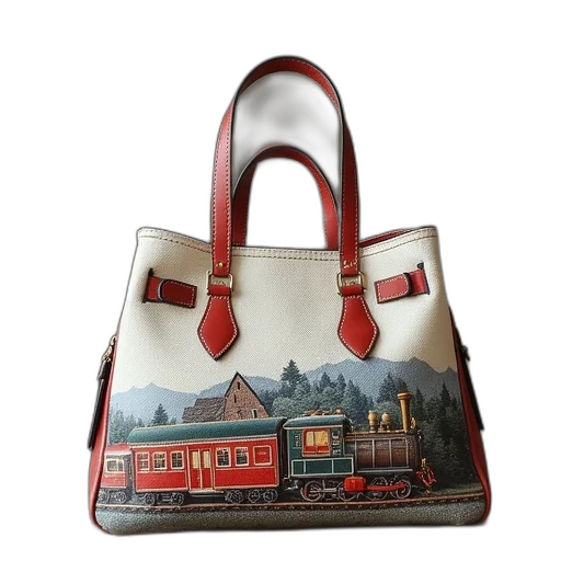 photorealistic, train, themed, bag transparent PNG cut-out