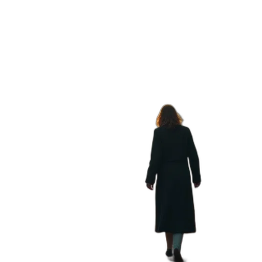 dress, jacket, staff, hair transparent PNG cut-out