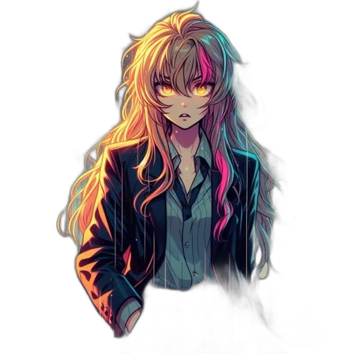 jacket, hair, face, staff transparent PNG cut-out