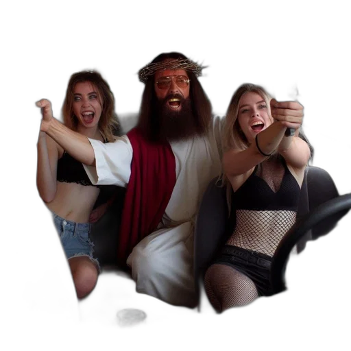 three, people, sit, damaged transparent PNG cut-out