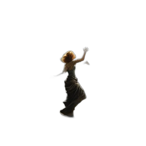 dress, staff, hair, creature transparent PNG cut-out