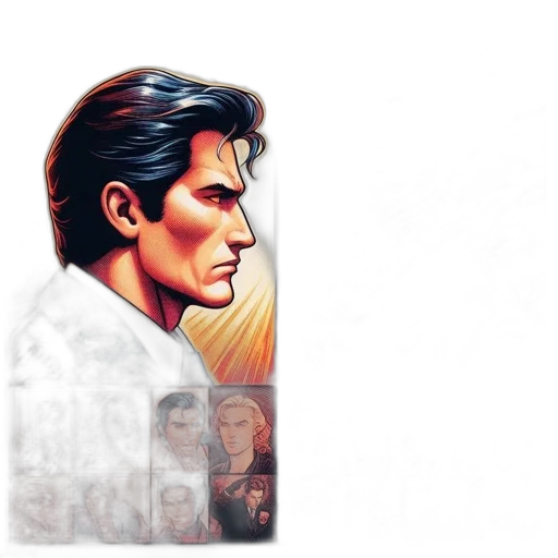 face, comic book art, photorealistic, pixel art transparent PNG cut-out