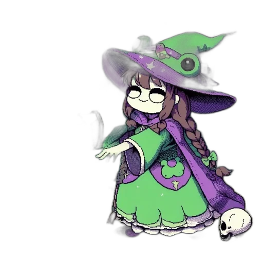 hat, dress, staff, creature transparent PNG cut-out
