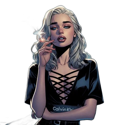 dress, jacket, jewelry, comic book art transparent PNG cut-out