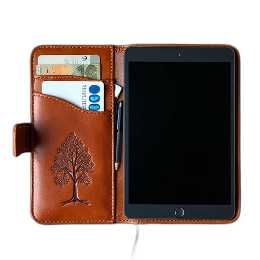 brown, leather, wallet, black transparent PNG cut-out