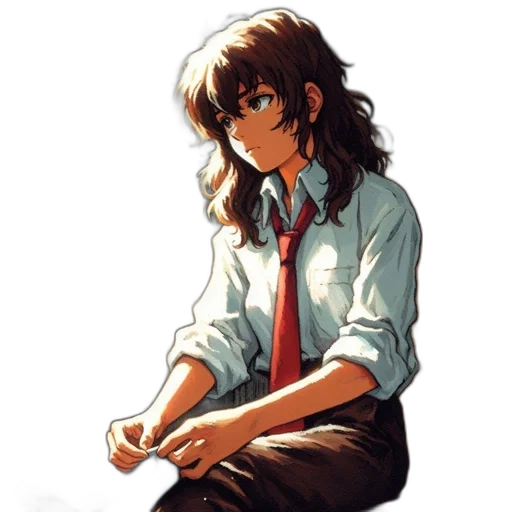 staff, weapon, jacket, hair transparent PNG cut-out