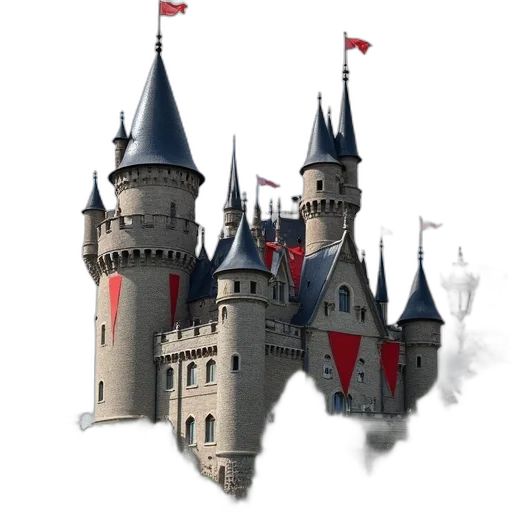 building, crown, staff, 3d render transparent PNG cut-out