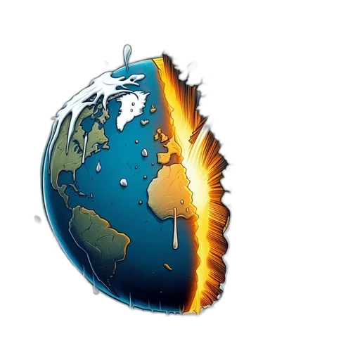 fire, earth, depicted, split transparent PNG cut-out