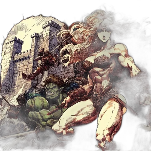 comic book art, concept art, fantasy art, watercolor transparent PNG cut-out