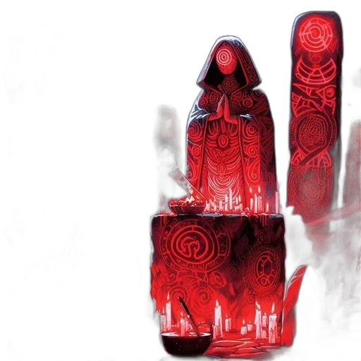 concept art, fantasy art, red, hooded transparent PNG cut-out