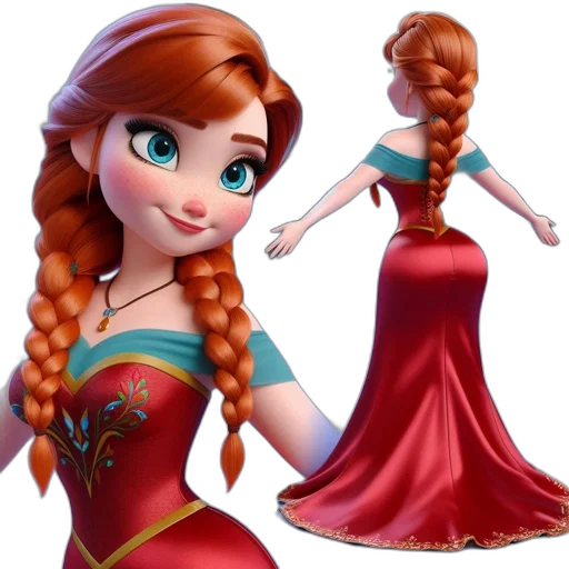 dress, crown, jewelry, 3d render transparent PNG cut-out