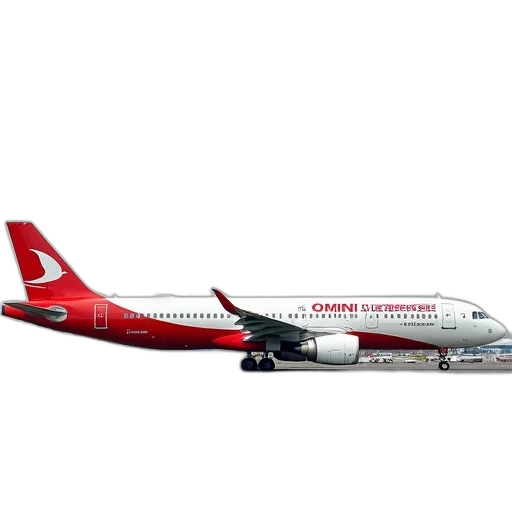 3d render, white, red, airplane transparent PNG cut-out