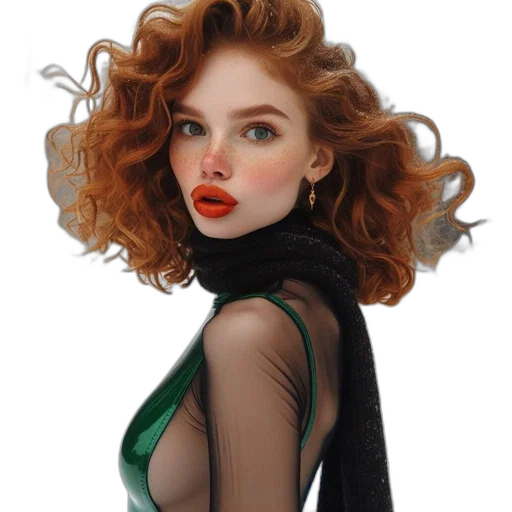 dress, jacket, jewelry, hair transparent PNG cut-out