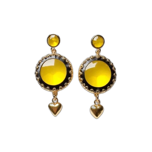 jewelry, pair, earrings, yellow transparent PNG cut-out
