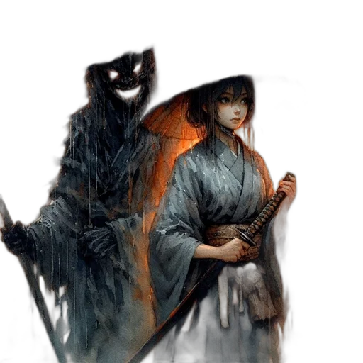 dragon, staff, sword, mask transparent PNG cut-out