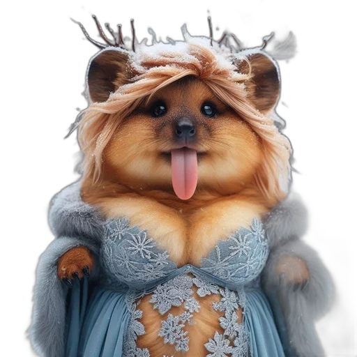 dress, animal, crown, creature transparent PNG cut-out
