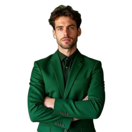 jacket, staff, face, green transparent PNG cut-out