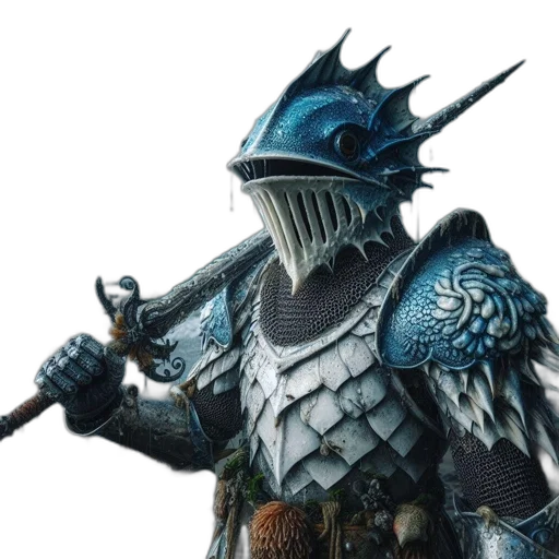 dragon, mask, sword, staff transparent PNG cut-out