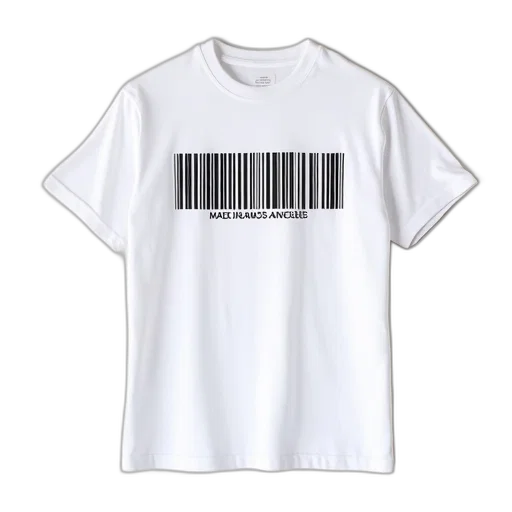 white, t-shirt, stylized, barcode transparent PNG cut-out